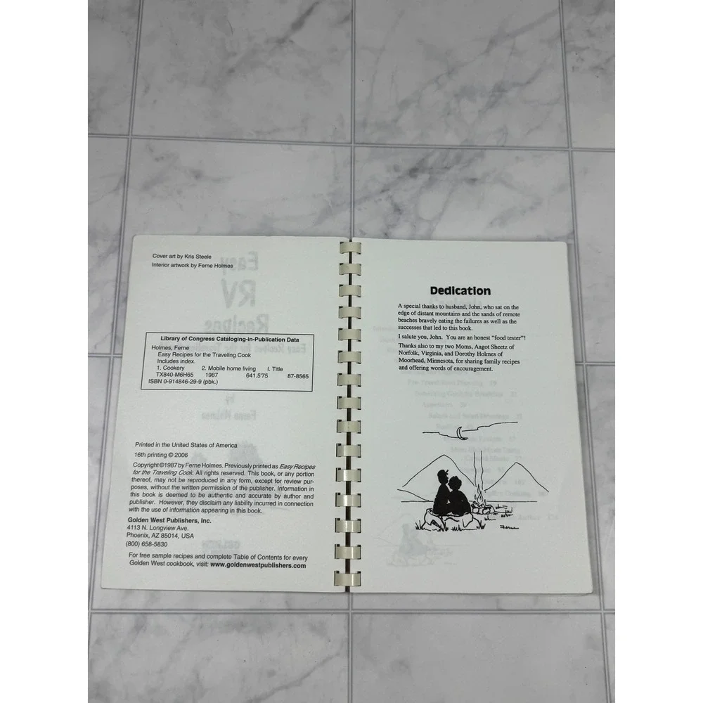 Easy RV Recipes Cookbook Ferne Holmes Traveling Cook Spiral Bound 2006 Camping